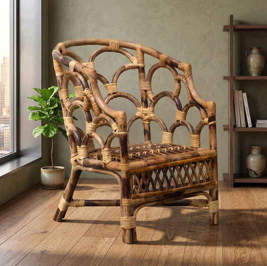 Bohemian Cane Chair Baby Prop for Elegant Photoshoots