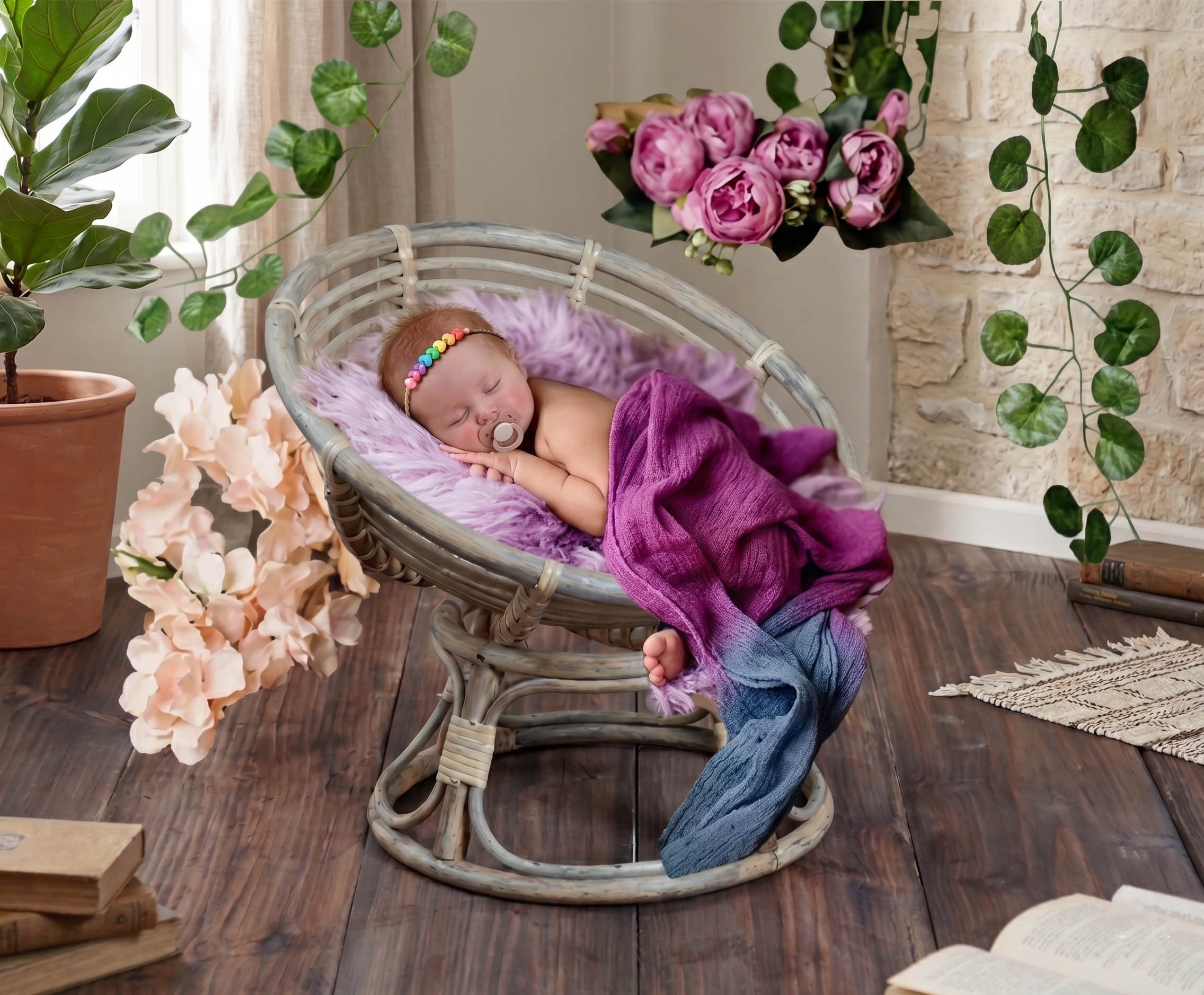 Luxury Papasan Chair Prop for Adorable Baby Photography